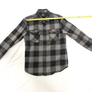 Obey gray plaid button down size small